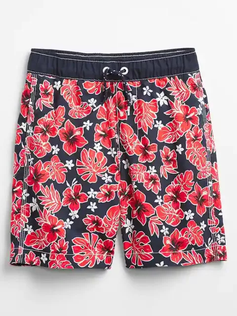 NWT Gap Kids Boys Hibiscus swim trunks board shorts Hawaiian  u pick size