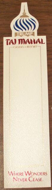 Donald Trump Taj Mahal Hotel Casino Resort Atlantic City NJ DEFUNCT vtg Bookmark