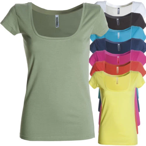PAYPER FLORIDA T-Shirt Scollo Ampio Squadrato Manica Corta Donna Cotone Maglia
