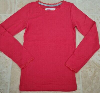 MINI BODEN GIRLS Supersoft Pointelle T-shirt RED LONG SLEEVE BRAND NEW