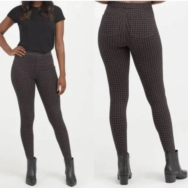 Spanx Women's Size Small Houndstooth Print Jean-Ish Leggings Black Grey