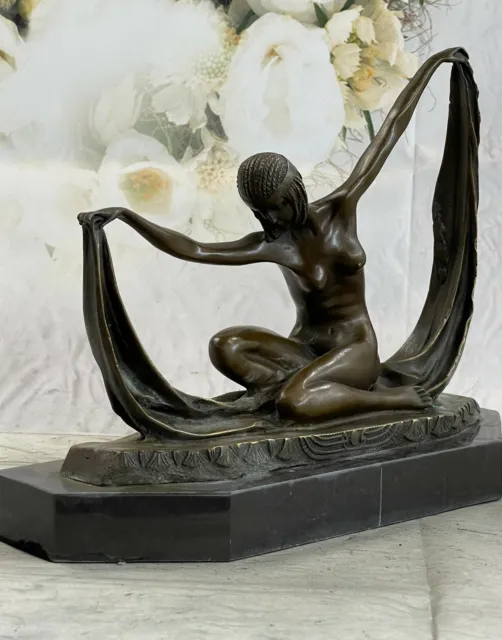 Carne Cleopatra Egipcio Cinta Bailarina Bronce Escultura Estatua Arte Firmado