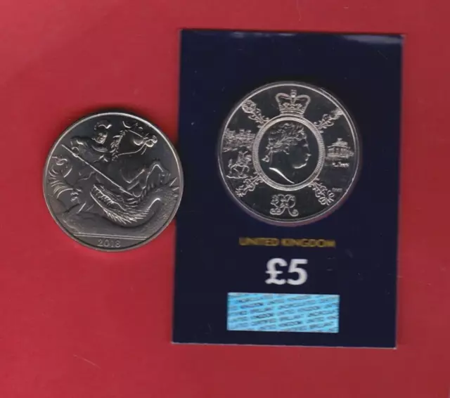 2018 George & The Dragon & 2020 George Iii Nickel £5 Coins Near Mint Condition.