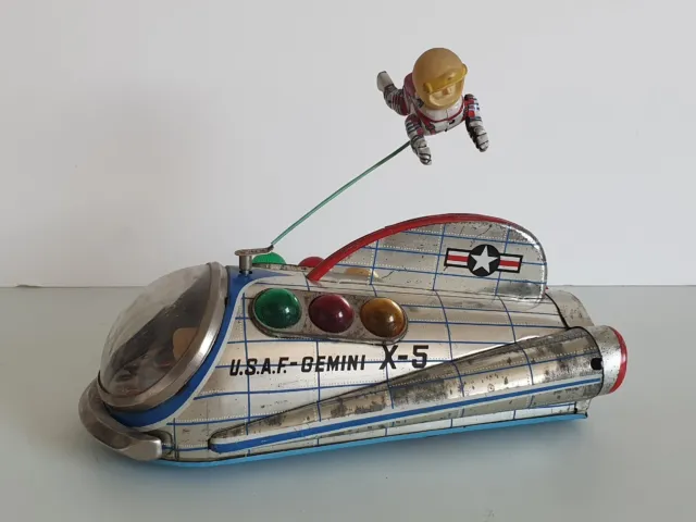 Masudaya Modern Toys Japan USAF Gemini Astronaut Space Fahrzeug Blech Toys 60er