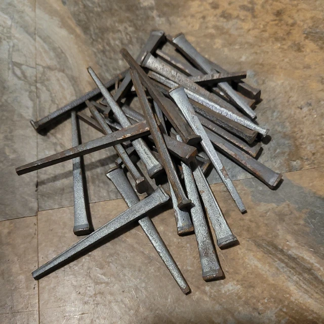 Antique 2 1/2" SQUARE HEAD NAILS WROUGHT IRON (LOT OF 25)