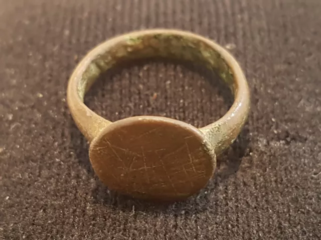 Very nice Roman bronze ring uncleaned condition as found wearable Uk find L13m 3