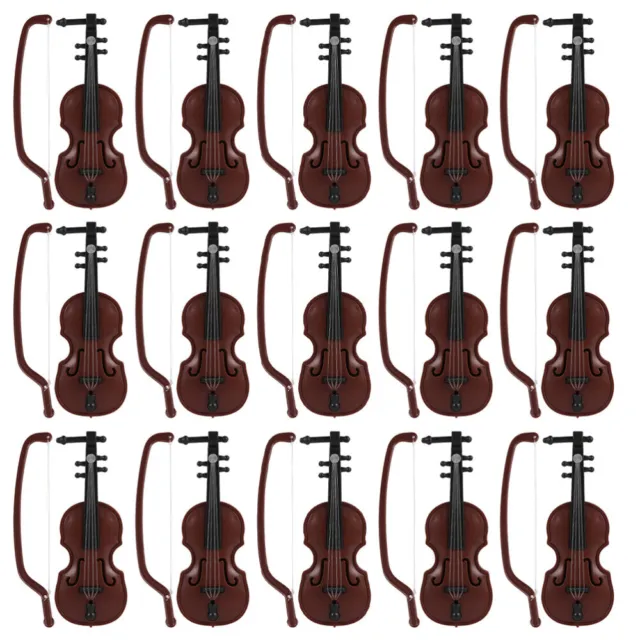 15 Sets Rouge Plastique Mini-violon Décor De Bureau Instrument Musique
