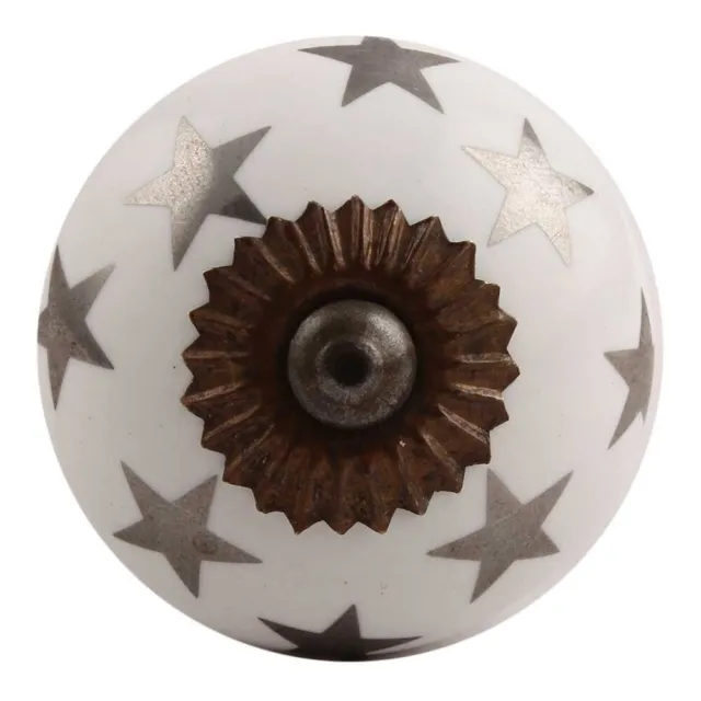 Silver with Antique finishing Ceramic Star Cabinet Knobs, Handles, Drawer Pulls