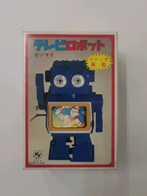 Wind up Toy Robot BLUE SUPER Tin TV ST Spaceman Japan vintage KY