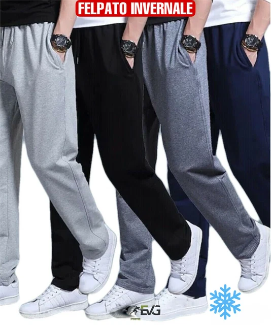 Pantalone Uomo Felpato Diritto Casual Casa Tuta Sportiva Fitness Lavoro Palestra