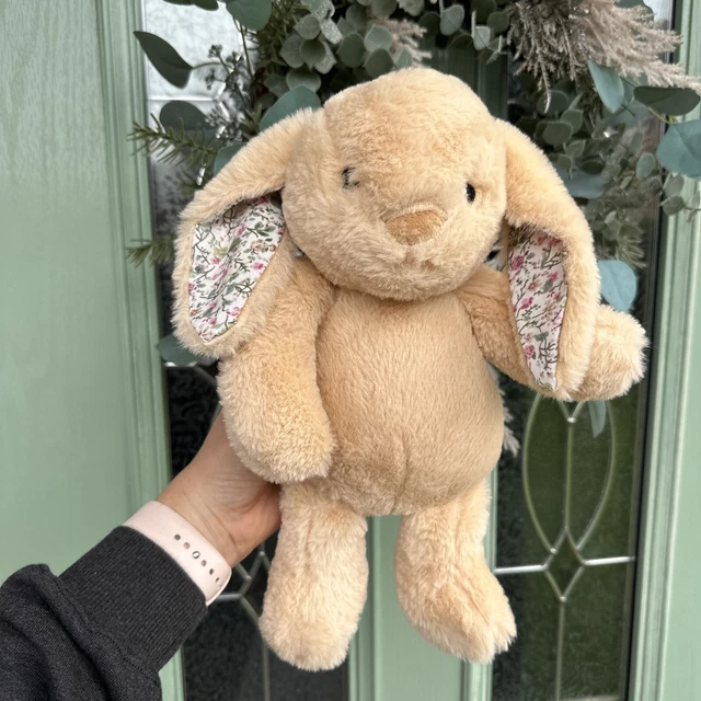 ASDA BEIGE BUNNY soft toy floral flower ears rabbit plush immaculate ...