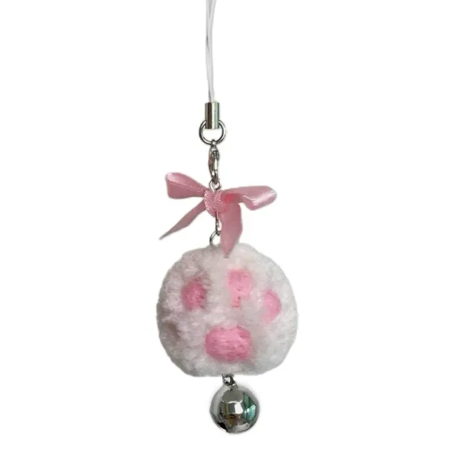 Plush Stuffed Keychain Bowknot Cat Claw Balls Soft Pendant Keyring for Decor 2