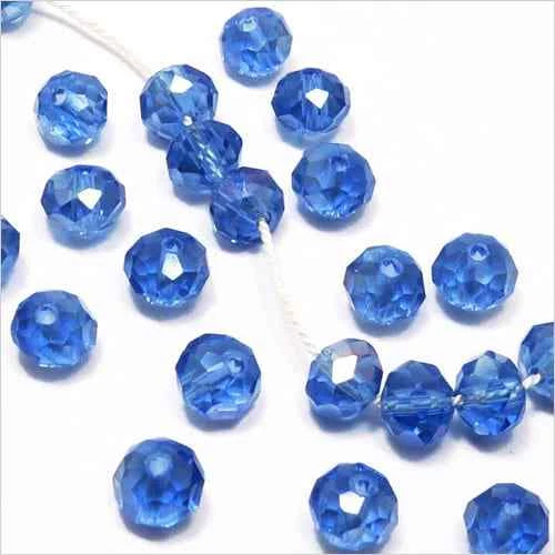 Lot de 20 Perles à Facettes Rondelles en cristal 6x4mm Bleu Saphir