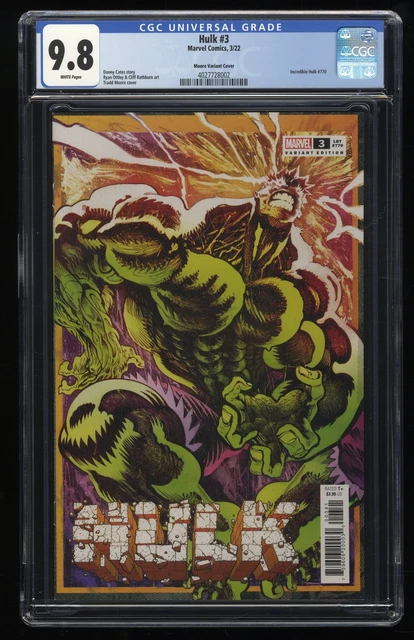 Hulk #3 CGC NM/M 9.8 White Pages Moore Variant 1:25 RI Marvel