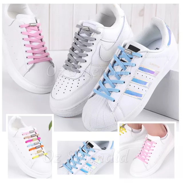 No Tie Shoelaces Locked Elastic Shoe Lace Lazy Laces Sneakers Sports Kids Adults 3