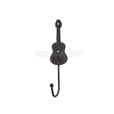 Guitar Key Hook Cast Iron Towel Coat Hanger Wall Mounted Rustic Country Music
