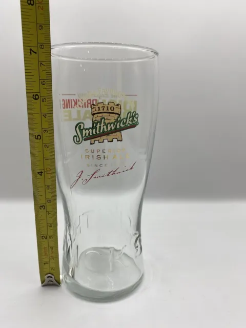 Smithwick's Premium Irish Ale Since 1710 Embossed Bottom Beer Glass 7" 3