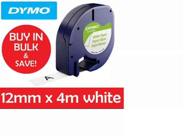 GENUINE DYMO Letratag Tape Paper White Label Refills Cartridge 12mm x 4m 92630