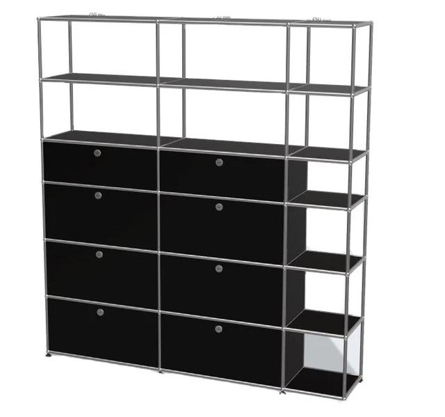 Großes USM Haller Regal schwarz - 204cm hoch
