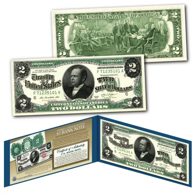 1886 William WINDOM Silver Certificate $2 Note designed on modern $2 bill