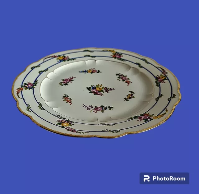 Antique Sevres Republic de France Porcelain Scallop Plate/Hand Painted/ Floral. 2