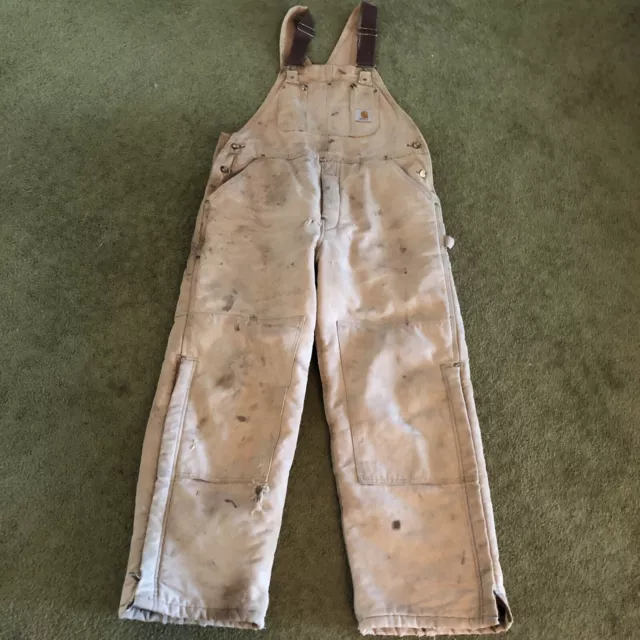 Carhartt Bib Overalls Mens Size 40 X 30 Rugged Workwear Heavy Durable Insulated
