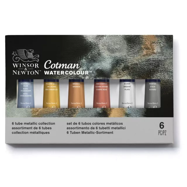 Winsor & Newton Cotman Acuarela Metálico Pintura Set 6 X 8ml