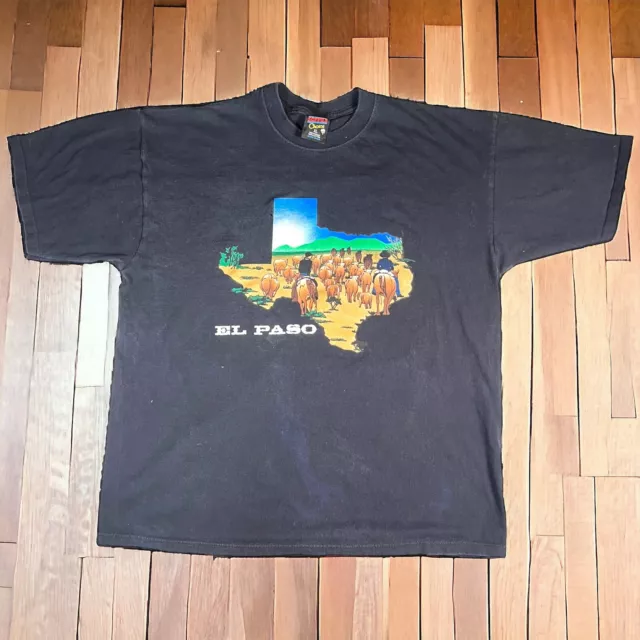 VINTAGE 90’s El Paso Texas Graphic T-Shirt Western Ranch Hands Size XL