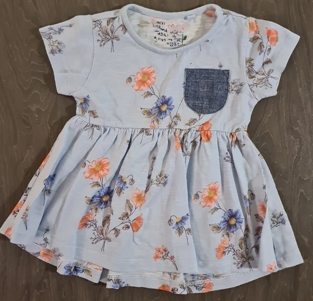 Abito a maglia floreale blu NEXT bambina 3-6 mesi (A582)