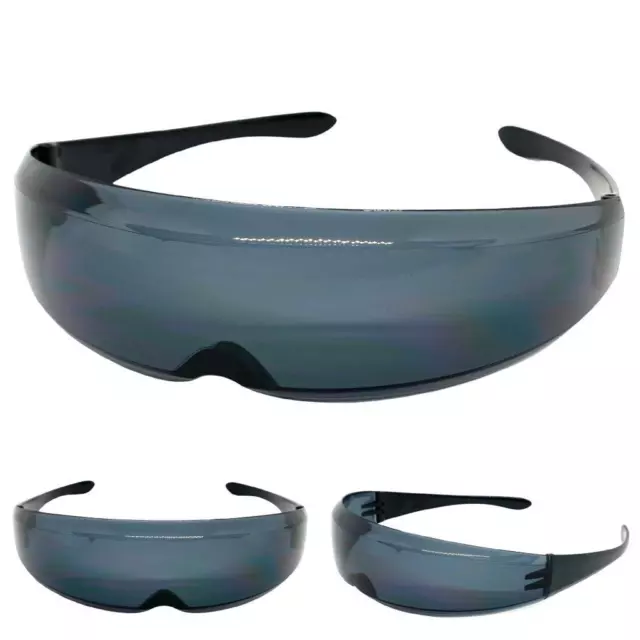 SPACE ROBOT PARTY RAVER COSTUME CYCLOPS FUTURISTIC SHIELD SUN GLASSES Dark Lens