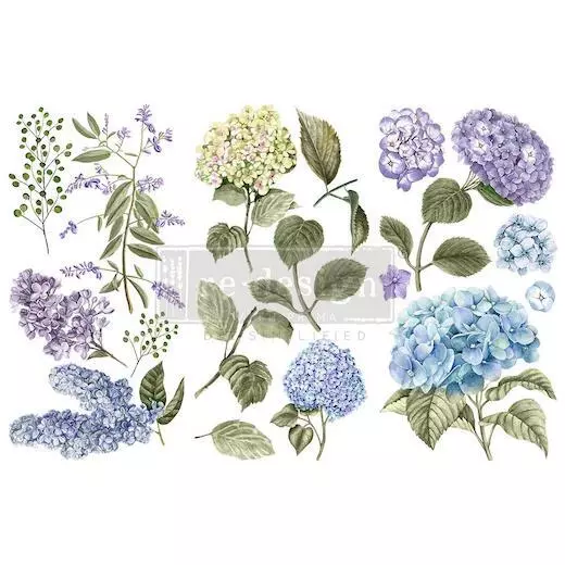 Prima Marketing Re-Design 6"x12" Decor Transfers 3pcs - Mystic Hydrangea