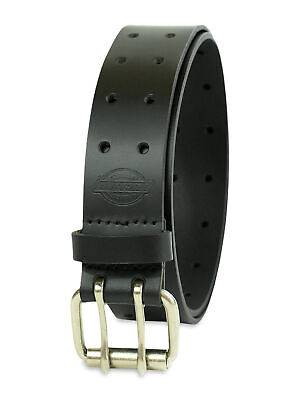 Dickies Men's 35MM Wide Two Prong Casual Leather Belt Black