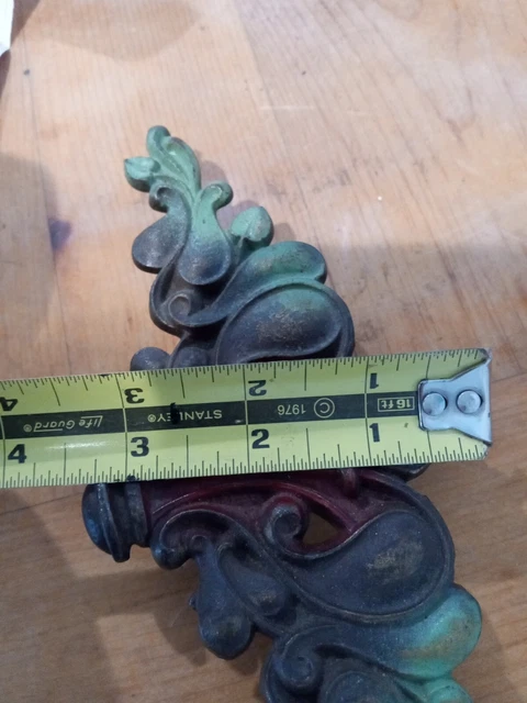 Vtg Art Deco Cast Iron Brass Look Curtain Rod Center Attachments Two Pair. 4