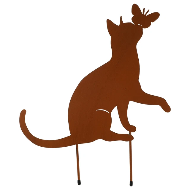 Katze Silhouette Metall Stake Garten Dekor Dekorative Gartenstöcke Pfahl Rasen