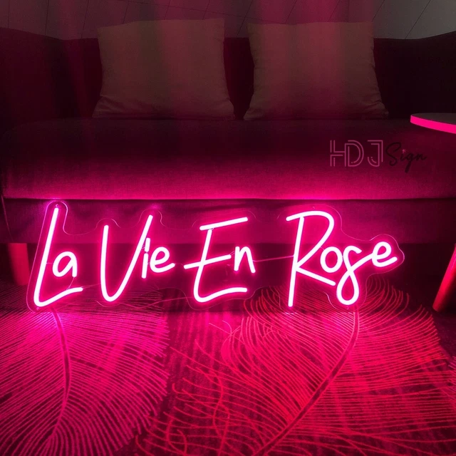 80cmX25cm la vie en rosa letreros de neón LED luz nocturna dormitorio hogar decoración de pared