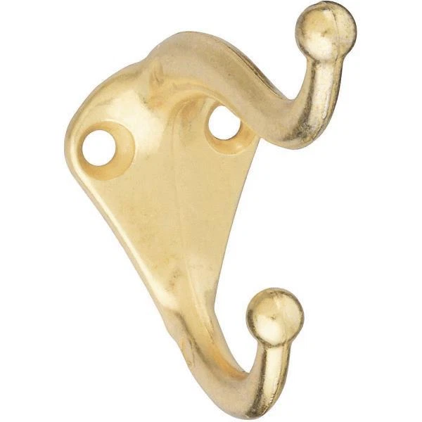 5 Pk Die Cast Brass 3" Closet Bedroom Coat Hat Holder Hook 2/Pk N154575