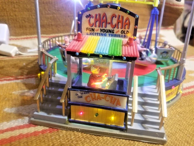 RARE LEMAX VILLAGE Collection THE CHA CHA Carnival Fair Ride Light ...