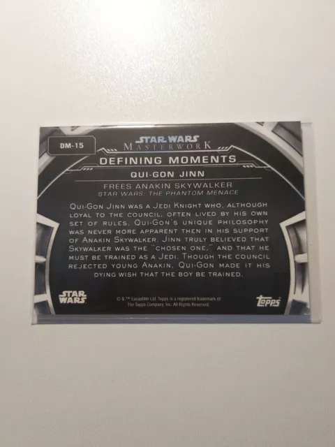 Topps 2019 Star Wars Masterwork Defining Moments Qui-Gon Jinn DM-15 White 2