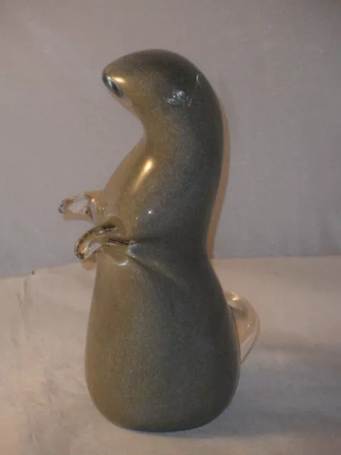Wedgwood Art Glass Otter Sculpture Grey Paperweight Signed 16cms High