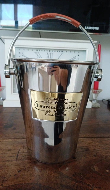 Seau à Champagne Laurent Perrier Vintage En Aluminium, Anses Anneaux Made In France