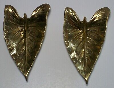 2 Art Nouveau Virginia Metalcrafters Brass Calla Lily Dishes 4" Trinket Trays