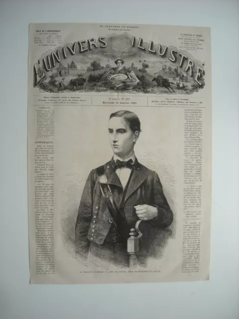 Gravure 1865. Sa Majeste Georges 1Er, Roi De Grece. Avec Petit Explicatif Au Dos