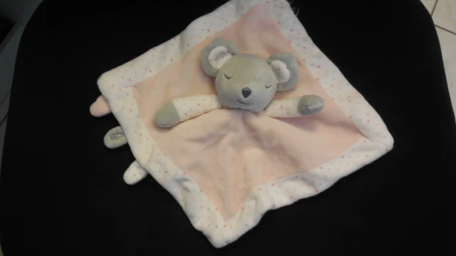 doudou plat souris rose blanc gris pois OBAIBI - état NEUF -