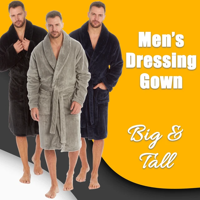 MENS PLUS SIZE Dressing Gown with Shawl Big and Tall Bathrobe Size 3XL 4XL 5XL £25.19 PicClick UK