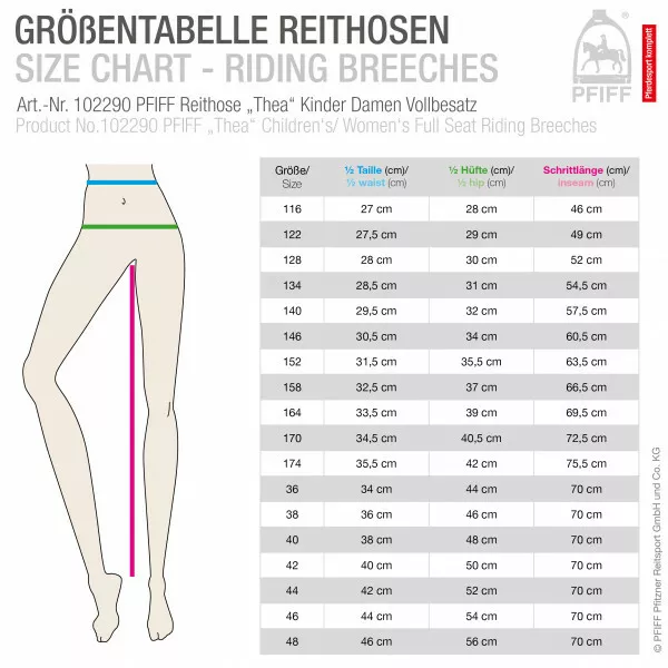 Reithose Vollbesatzhose Hose Thea Pfiff 102290 Kinder und Damen Größe 116 bis 48 2