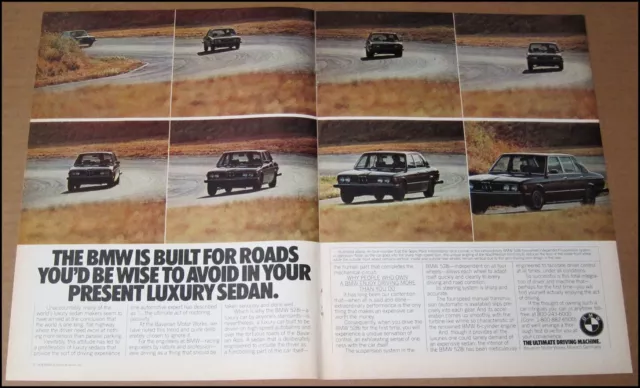 1979 BMW 528i 2-Page Print Ad Car Automobile Advertisement Vintage Air Force