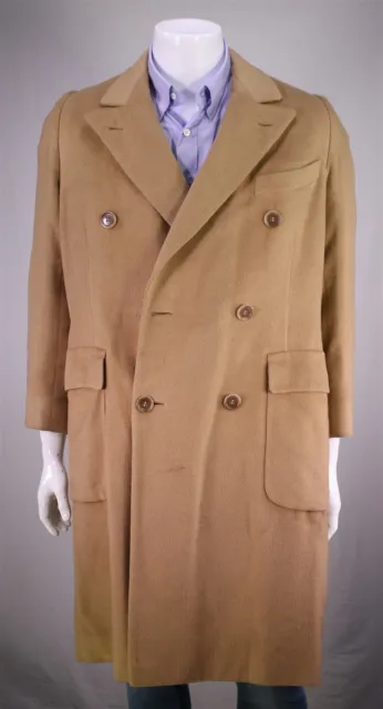 H. Harris New York Bespoke Tailored 1950 Camel Cashmere Vicuna DB Overcoat 40-42
