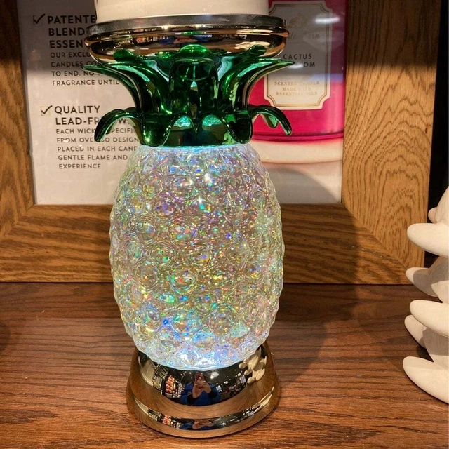 BATH BODY WORKS NEW 2022 glitter GLOBE PINEAPPLE 🍍 3 Wick Candle Holder