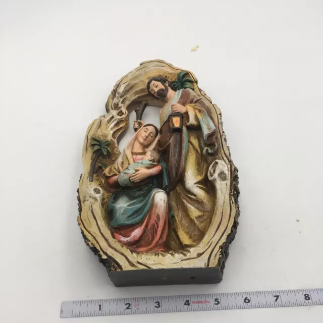 Wall Plaque, Holy Family, Mary Joseph Jesus 10” Tall Wood Look Color