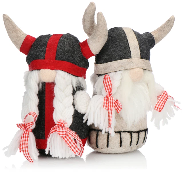 2x Premium Weihnachts-Wichtelpaar Gr.M für die Weihnachtsdeko, Wikinger-Figuren